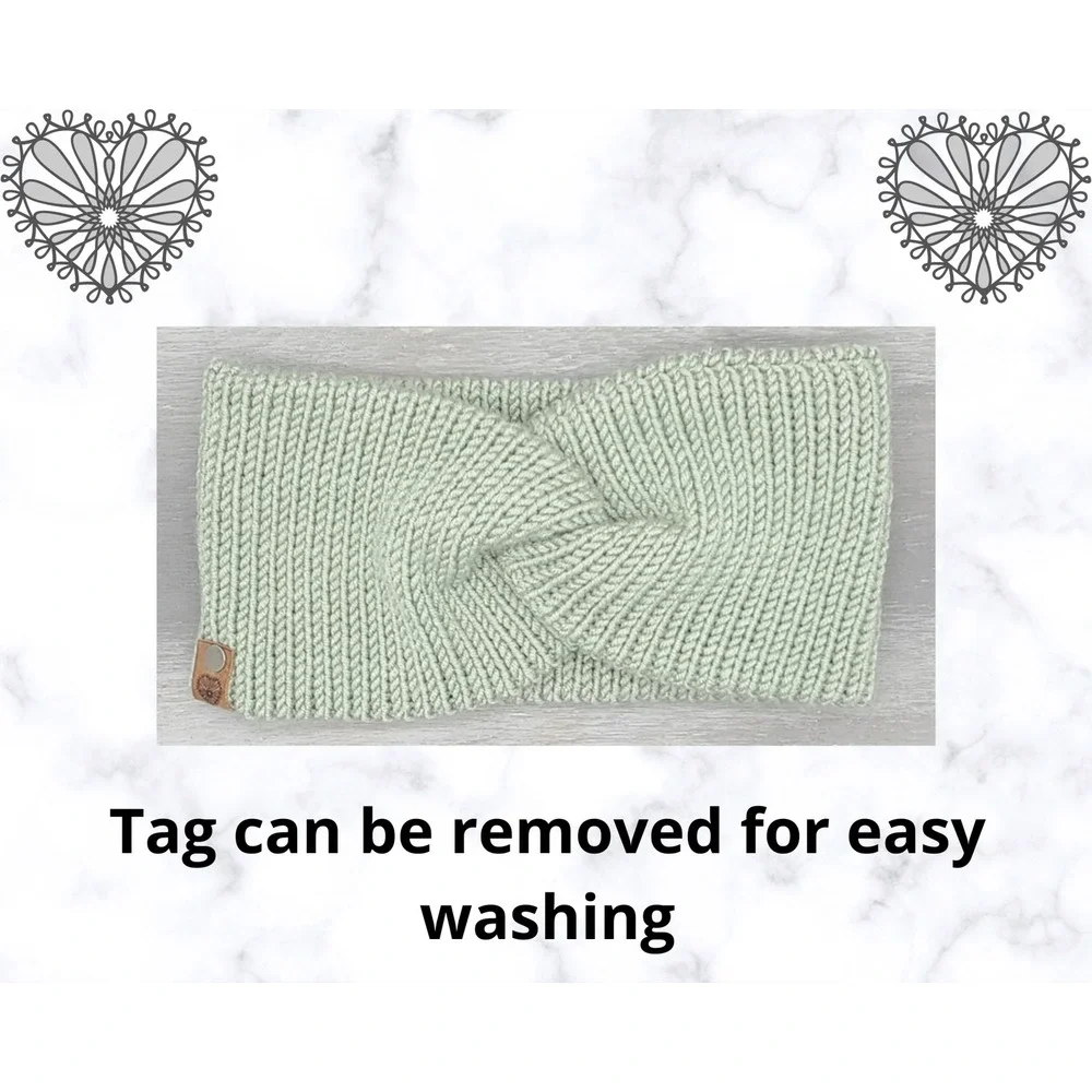 Handmade Knit Twisted Headband | Green Winter Ear Warmer | Cozy Knit Hairband‎